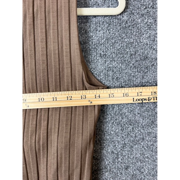 Reformation Tank Top Medium Brown Maison Knit Ribbed Mock Neck Sleeveless Preppy - Picture 6 of 7